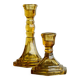 Pair of Art Deco candlesticks in pressed glass from the 1930s.