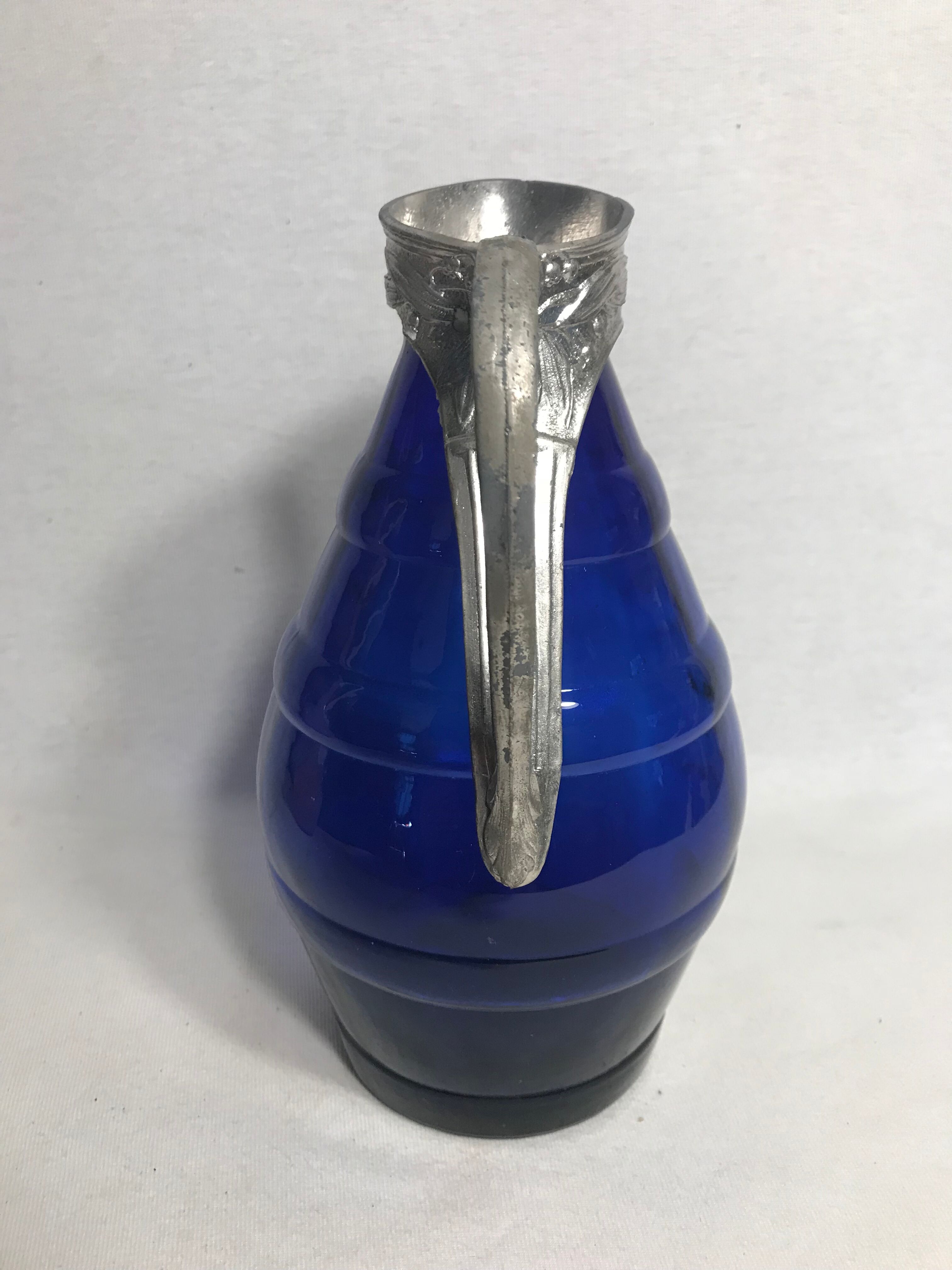 Former pitcher ewer molded glass blue