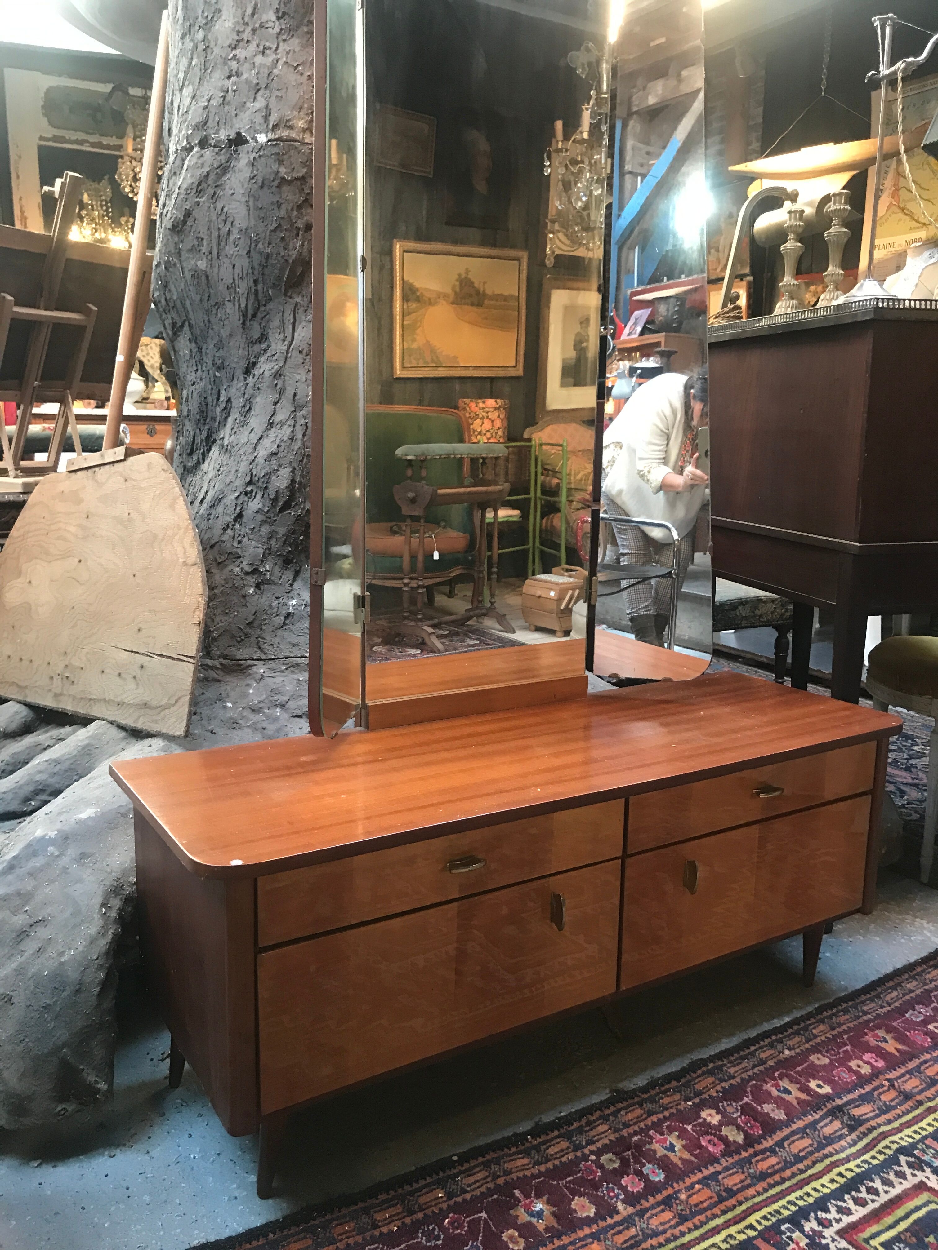 Vintage dressing table 1960 triptych