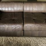 De Sede 3 seater sofa DS 88 in chocolate patchwork leather, Switzerland 70s
