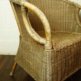 Pair of rattan skirt chairs - wicker