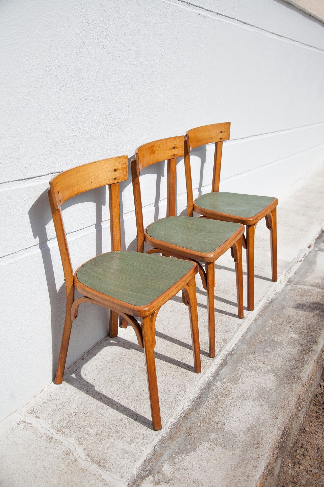 Set of 3 baumann stamped bistro chairs