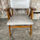 Vintage 1960s Scandinavian Bridge Armchair Wood + Grey Faux Leather