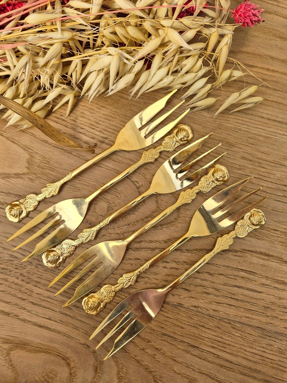 Golden metal forks