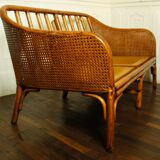 Rattan bench sofa and vintage canning