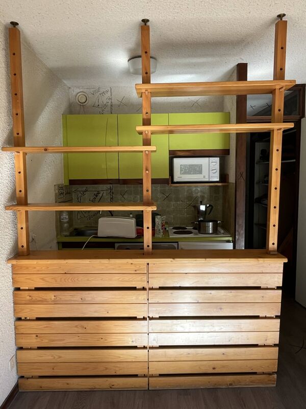Bar de cuisine vintage en bois massif