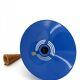 Vintage pendant light in blue metal and wood