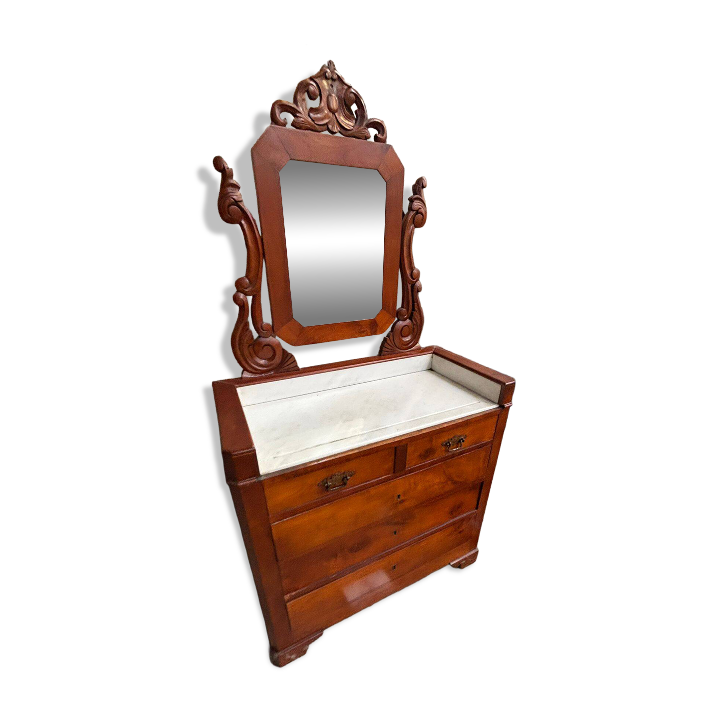 Antique dressing table / Coiffeuse ancienne avec marbre et miroir