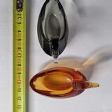 Pair of vintage colored crystal salerons, 8 cm