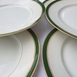 Set 6 porcelain plates Aux Lions de Faïence 1920 imperial green and gold