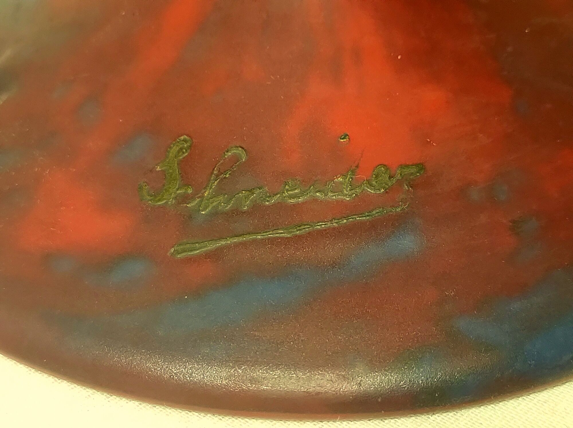 Champignon art-nouveau lamp signed schneider charles - foot and lampshade in glass paste