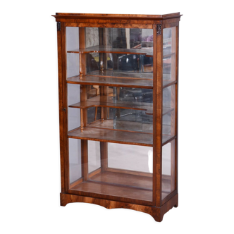 Biedermeier display cabinet, walnut, solid spruce, 1830s, czechia