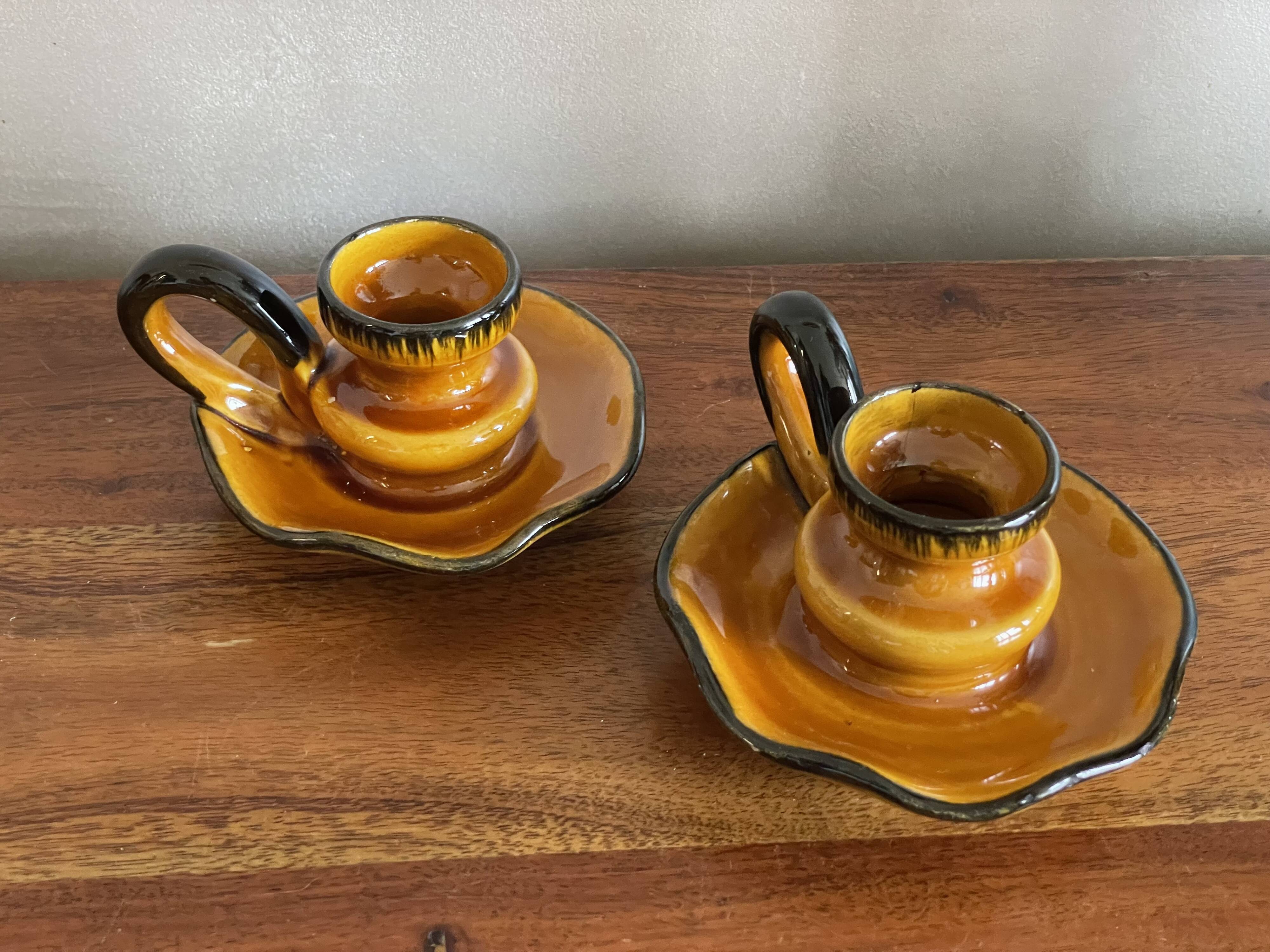 Vallauris hand candle holder duo