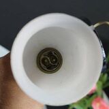 Pair of chrome-plated metal wall lights, hand-shaped with lampshade