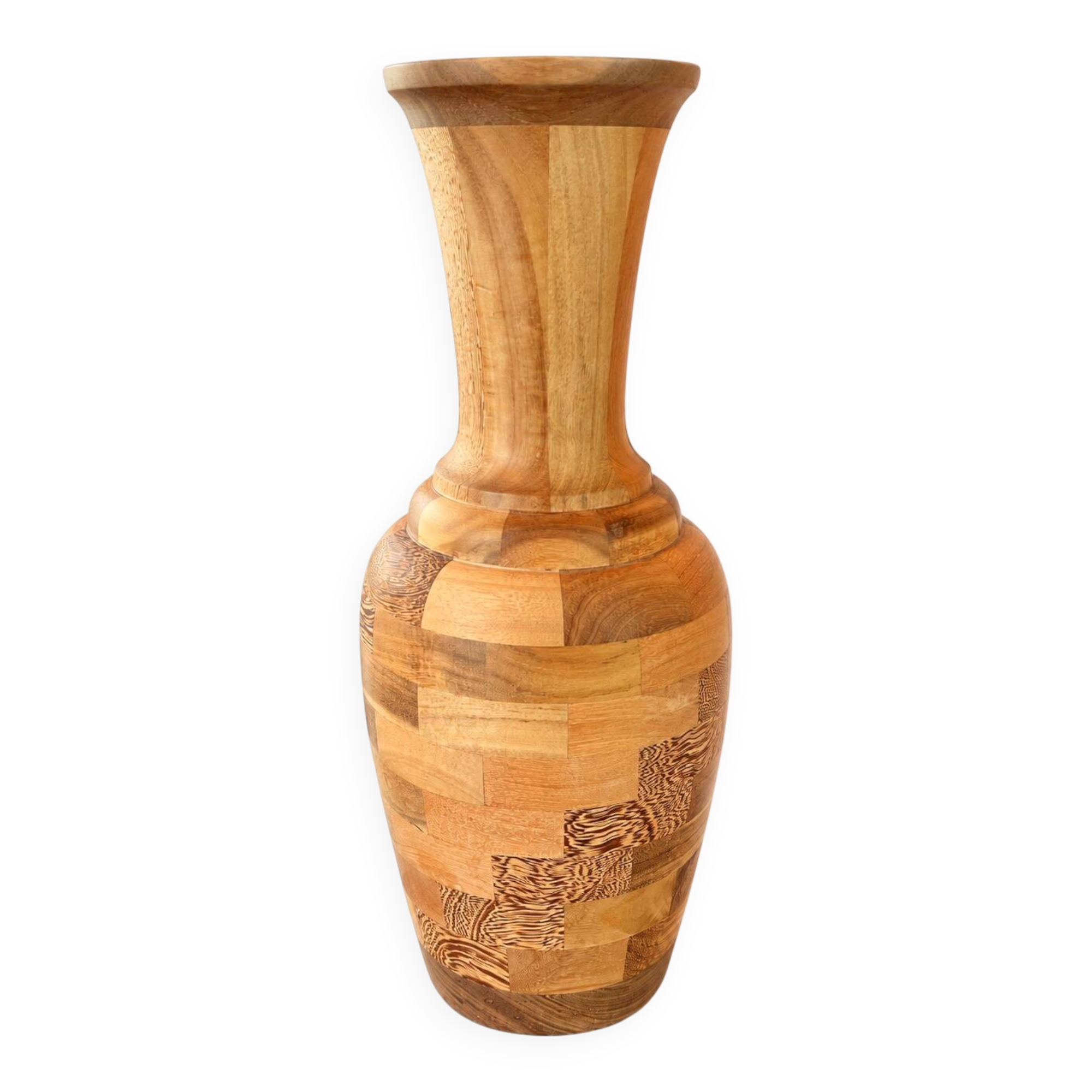 Decorative segmented wooden vase