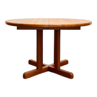 Table à manger ronde extensible, Danemark, années 1970