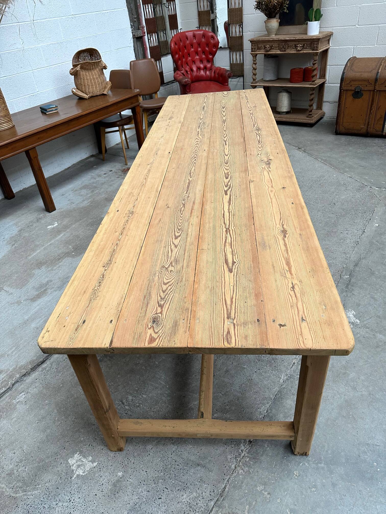 Large 20th century pine community table