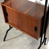 Modular storage cabinet and teak bookcase. Italy, 60s