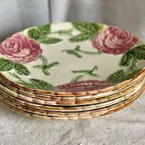 Set of 6 pink flower slip plates