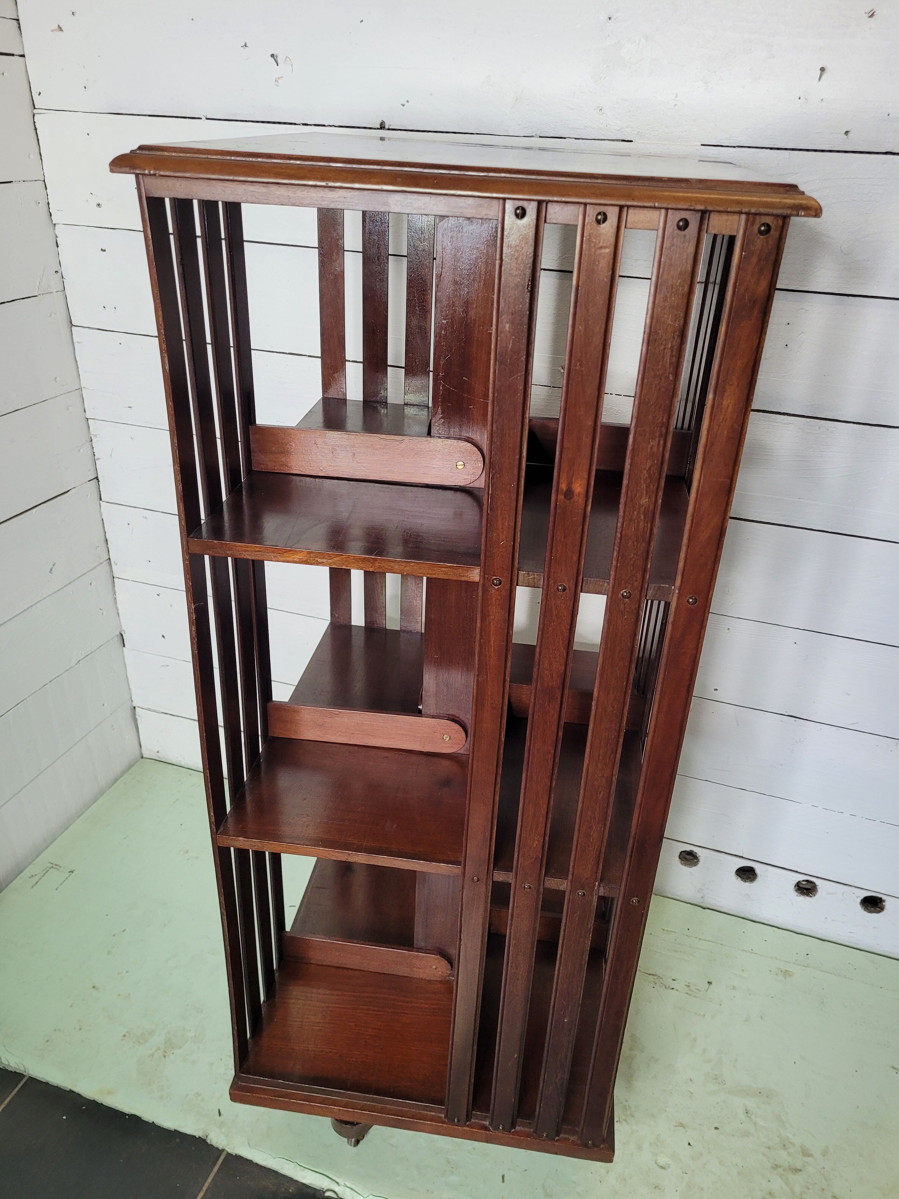 Mahogany revolving bookcase
