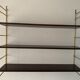 String wall shelf in wood and brass, 1960
