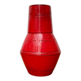 Red Italian ceramic vase from the mid-century by Bitossi, 1960s.