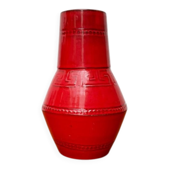 Red Italian ceramic vase from the mid-century by Bitossi, 1960s.