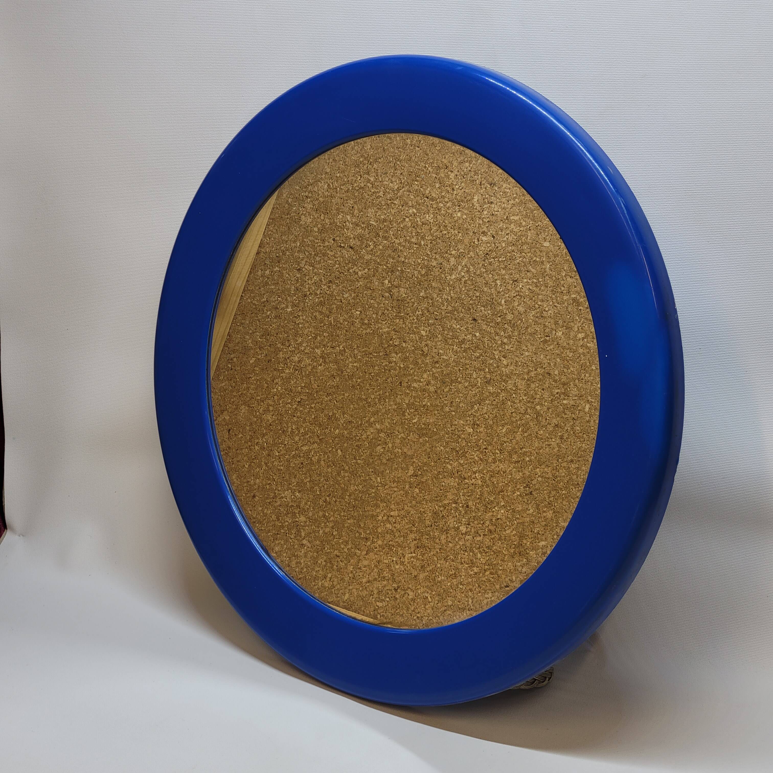Round wall mirror syla blue frame in vintage plastic