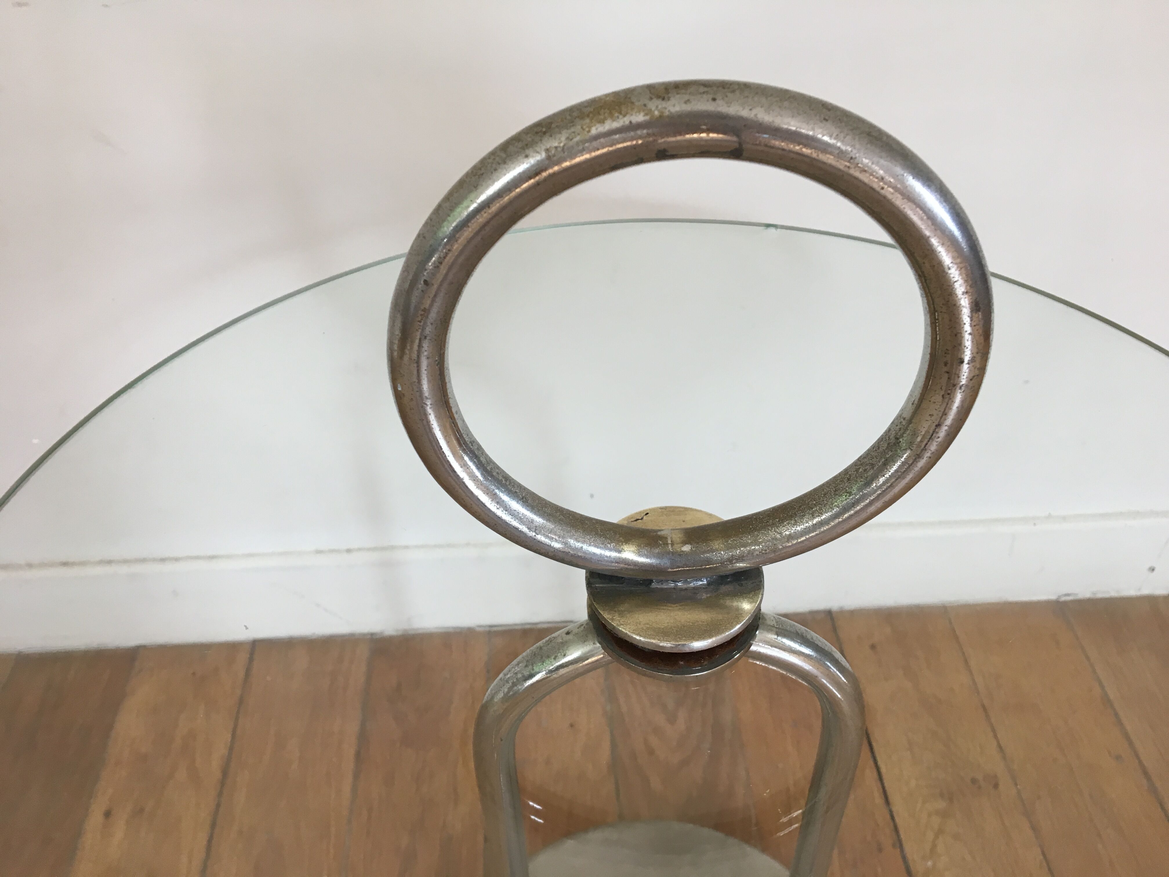 End table modernist handle