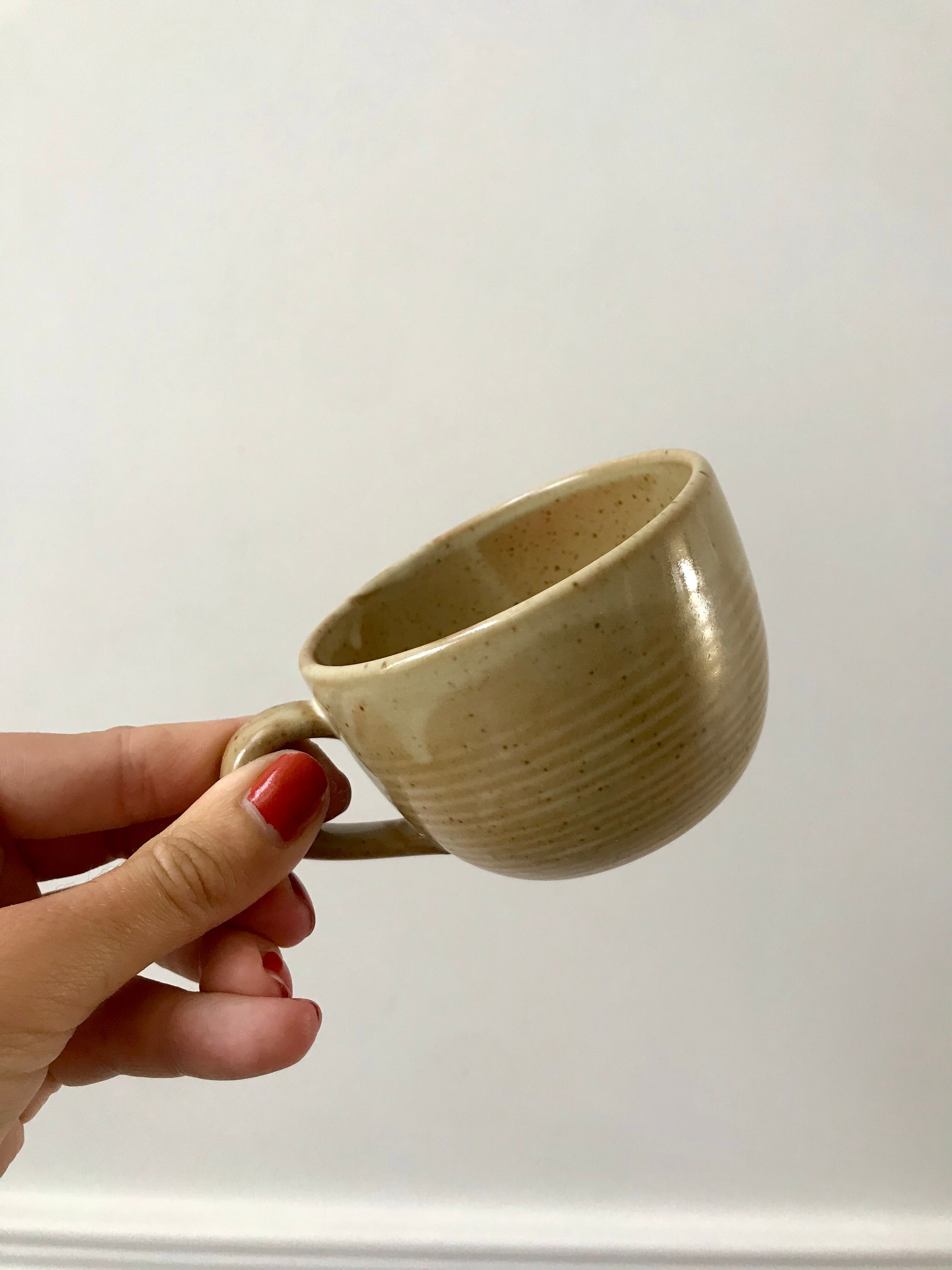 set of 6 stoneware cups and saucers Grès du Village 60s-70s