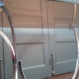 Vintage dining table glass and chrome 1970