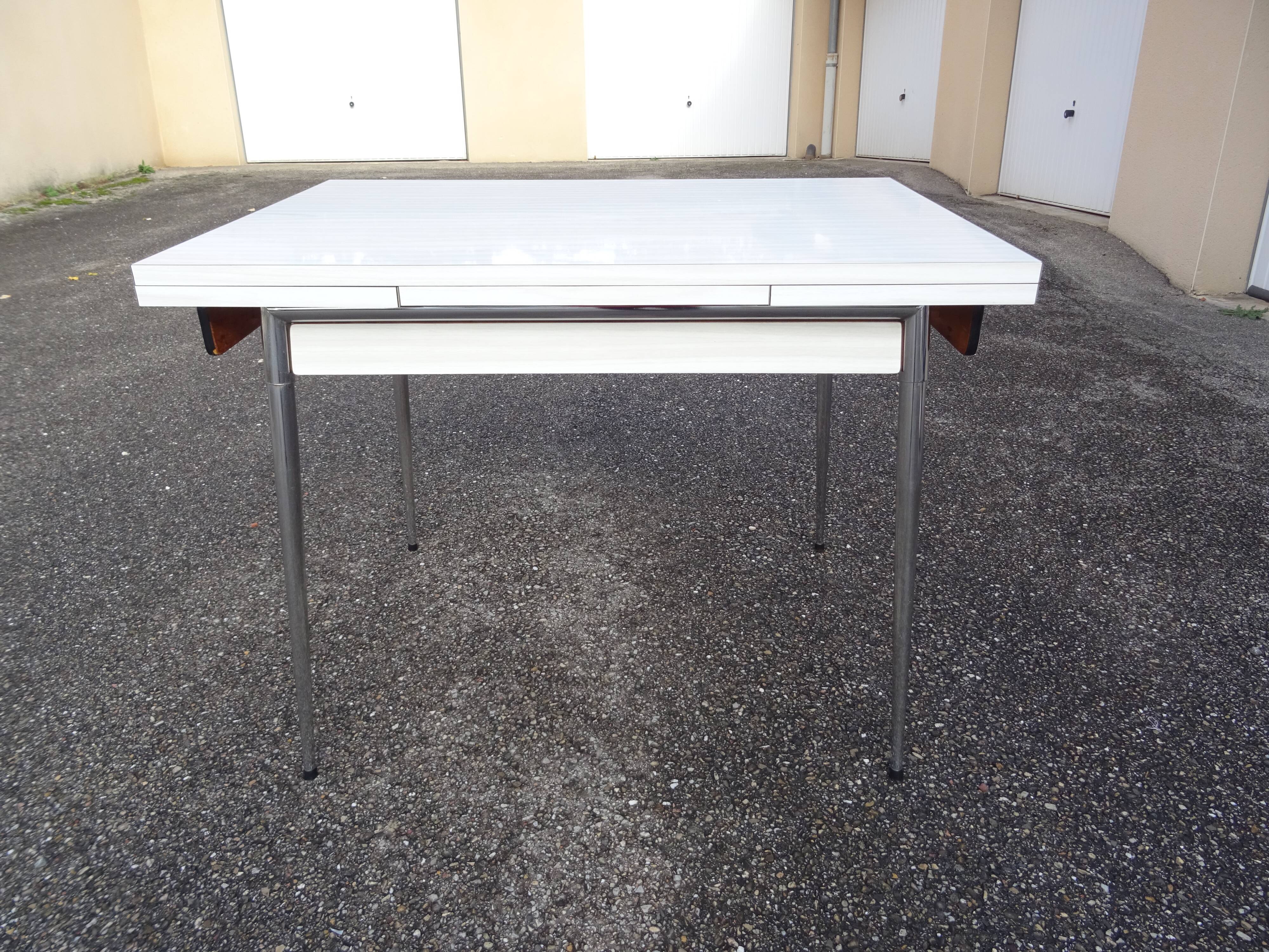 Vintage 60s white formica chrome kitchen table