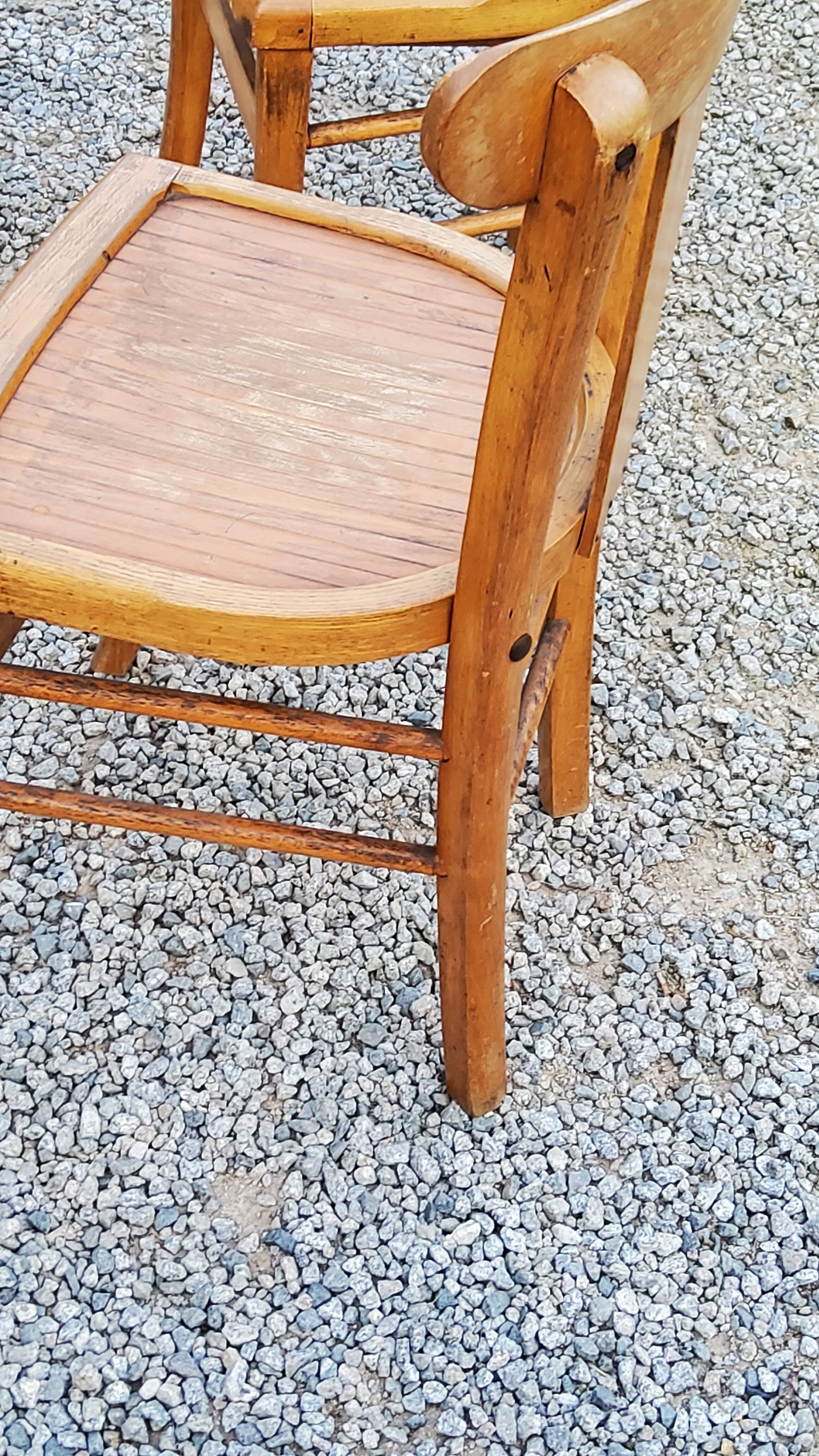 Set of 4 bistro chairs in beech and blond oak from the 50s