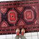 Tapis baloutche afghan ancien noué à la main 116 cm x 210 cm - rouge et marron (1C1195)