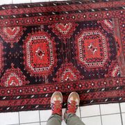 Antique hand-knotted Afghan Baluch rug 116cm x 210cm - red & brown (1C1195)