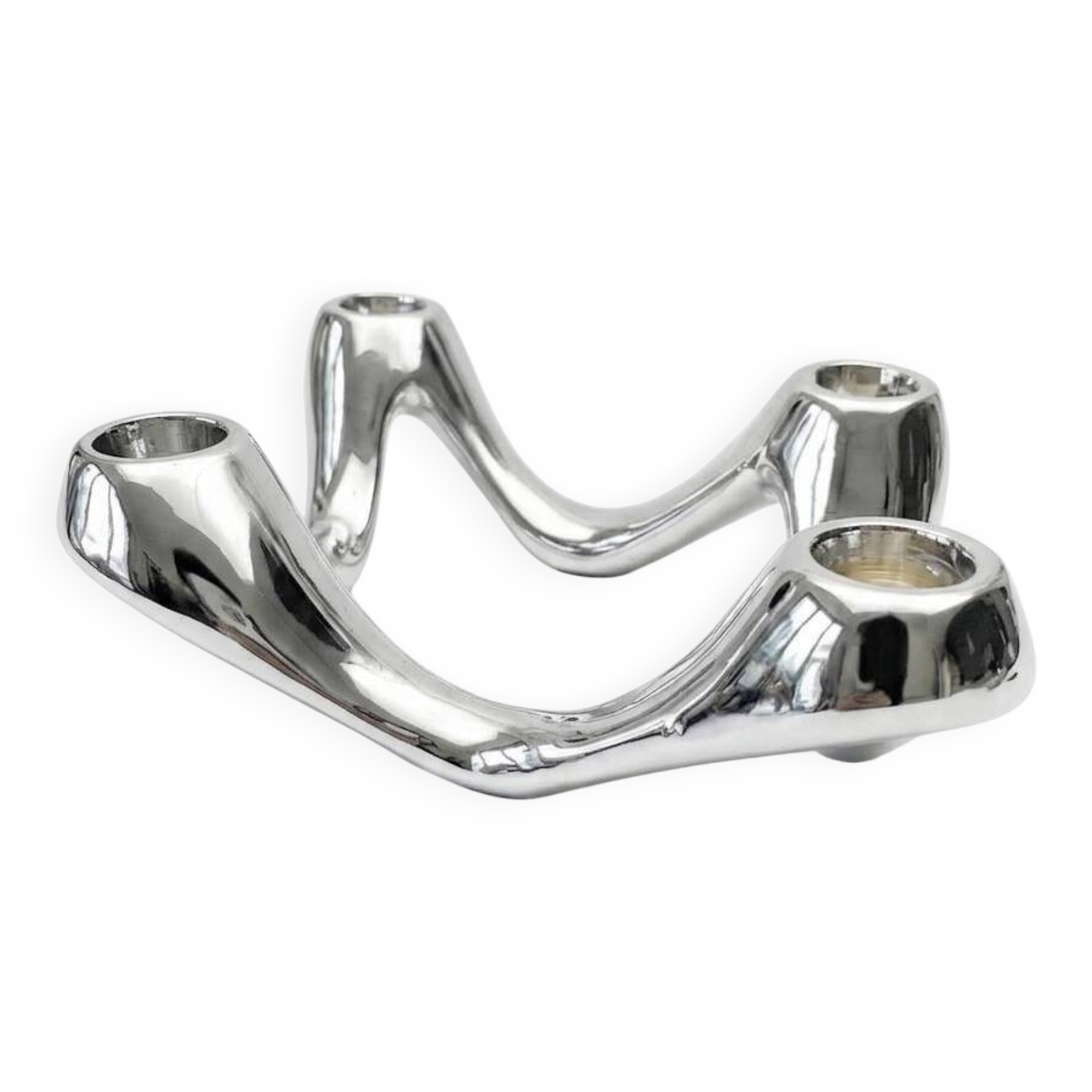 Quatra Chrome candlestick chandelier inspired by "Cobra"