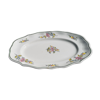 Half porcelain dish of Lunéville, Keller and Guérin, floral decoration.