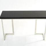 Black lacquered console and chrome Guy Lefevre for Maison Jansen 1970