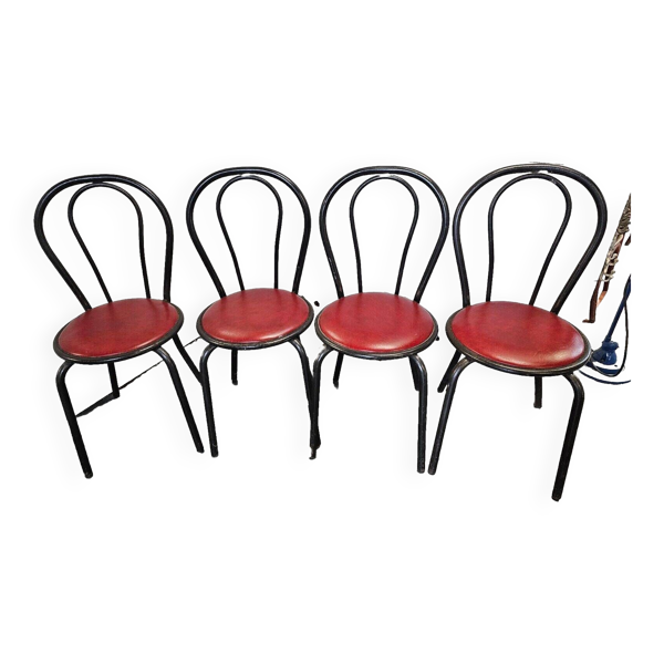 chaises de bistrot en fer courbé x 4