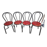 chaises de bistrot en fer courbé x 4