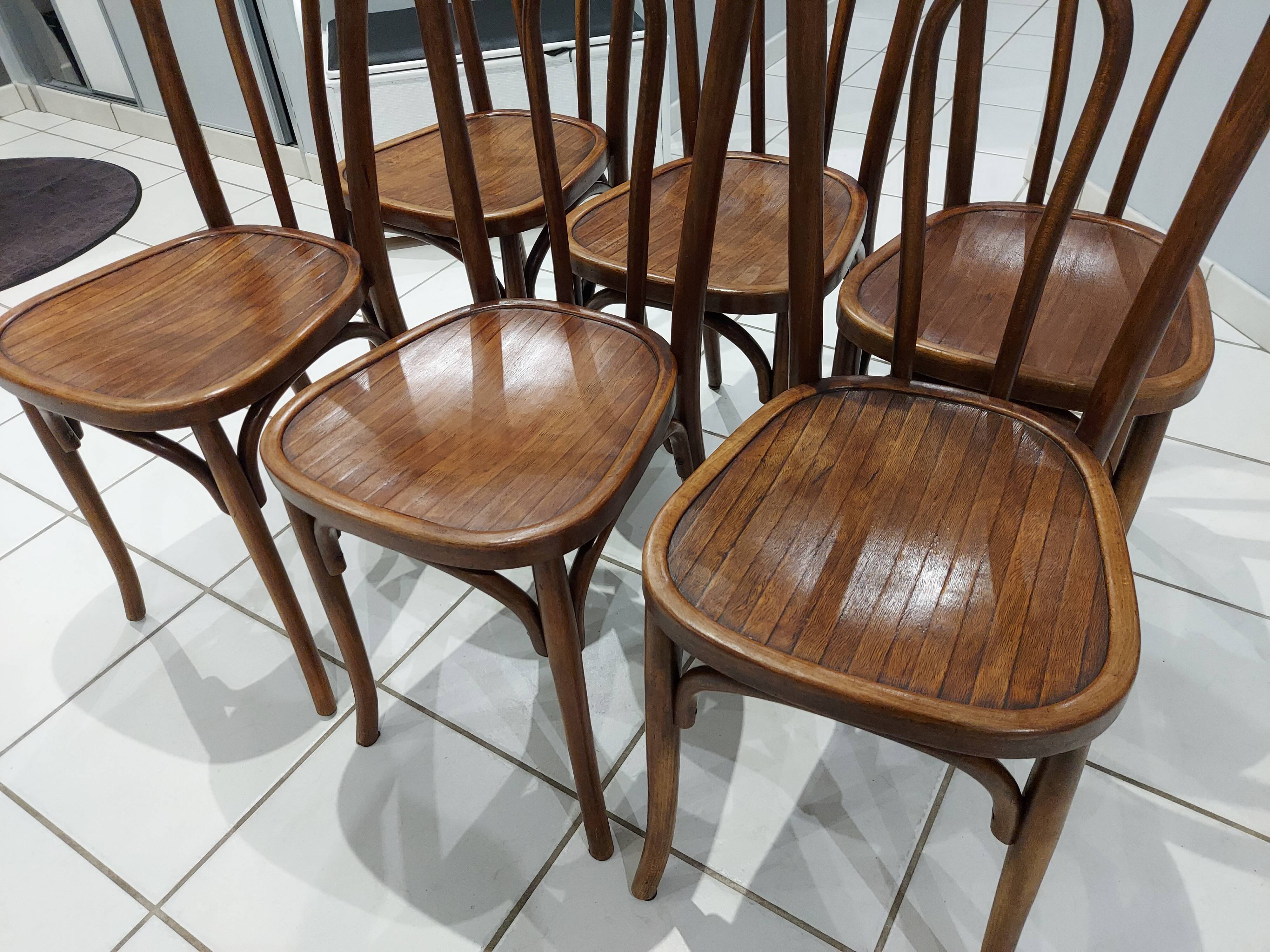 Suite of 6 vintage bistrot chairs 1930s