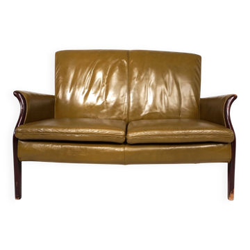 Canapé deux places en cuir vert mousse Froxfield de Parker Knoll, 1960