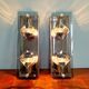 Pair of chrome metal and smoked glass wall sconces, 1970s.