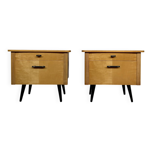 �� Paire de chevets vintage années 60 – 1 tiroir & 1 porte battante ��