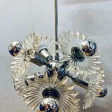 1970s german cosack sputnik dandelion hanging light chrome, glass