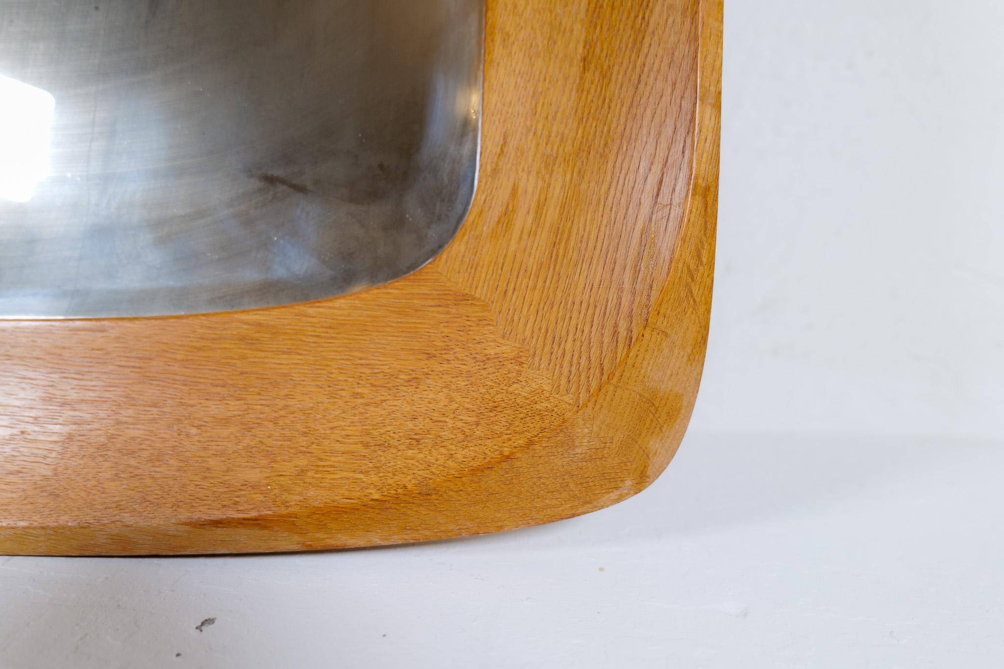 Mid-century modern sculptural wall mirror, oak, crystal glass, Glas & Trä, 1960s