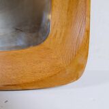 Mid-century modern sculptural wall mirror, oak, crystal glass, Glas & Trä, 1960s