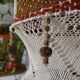 Large vintage macramé pendant lamp in cotton thread and wool, 120 cm.