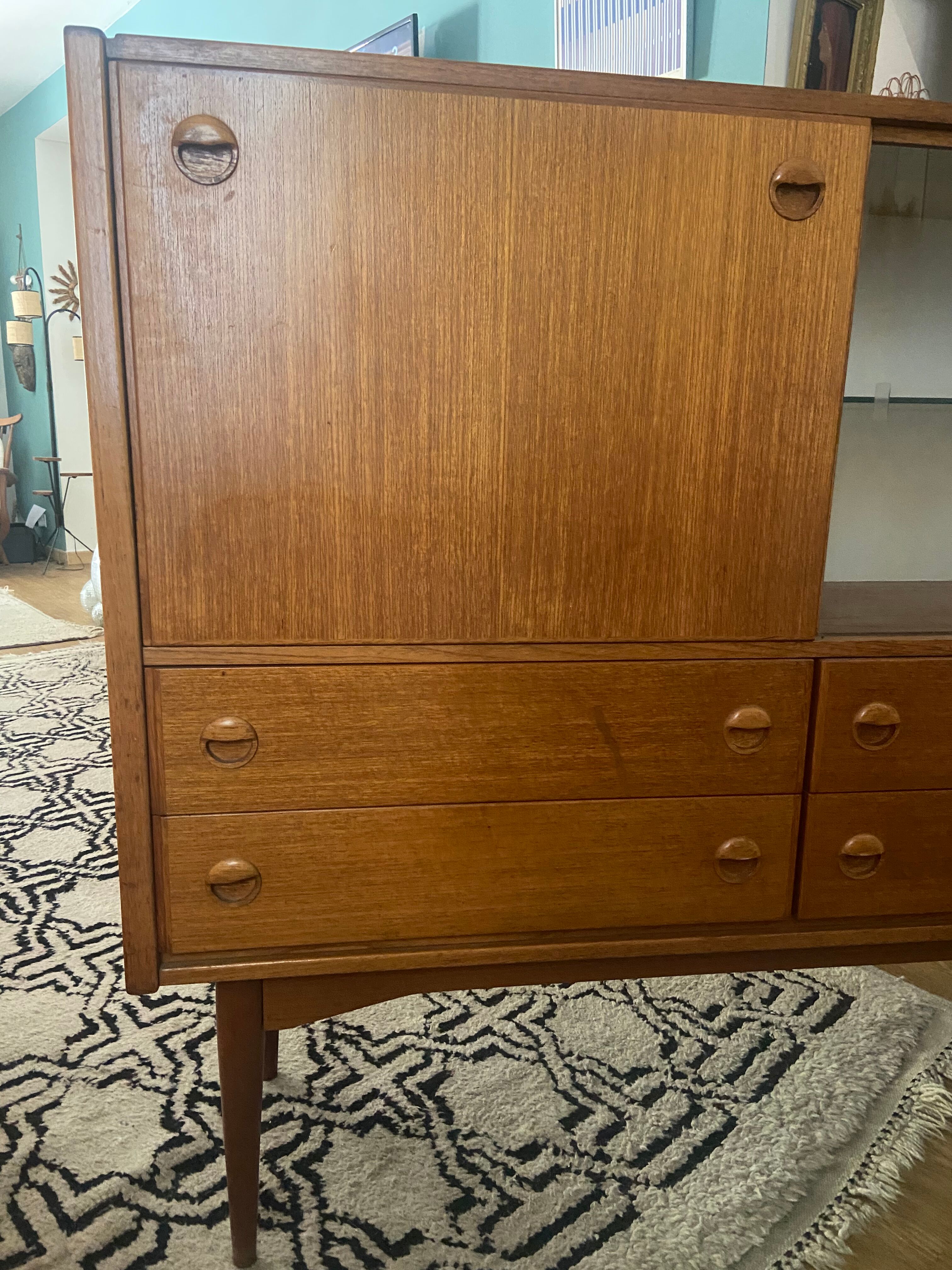 Secretarial cabinet in vintage teak
