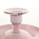 Pink cellar rat candleholder, enamelled metal, vintage